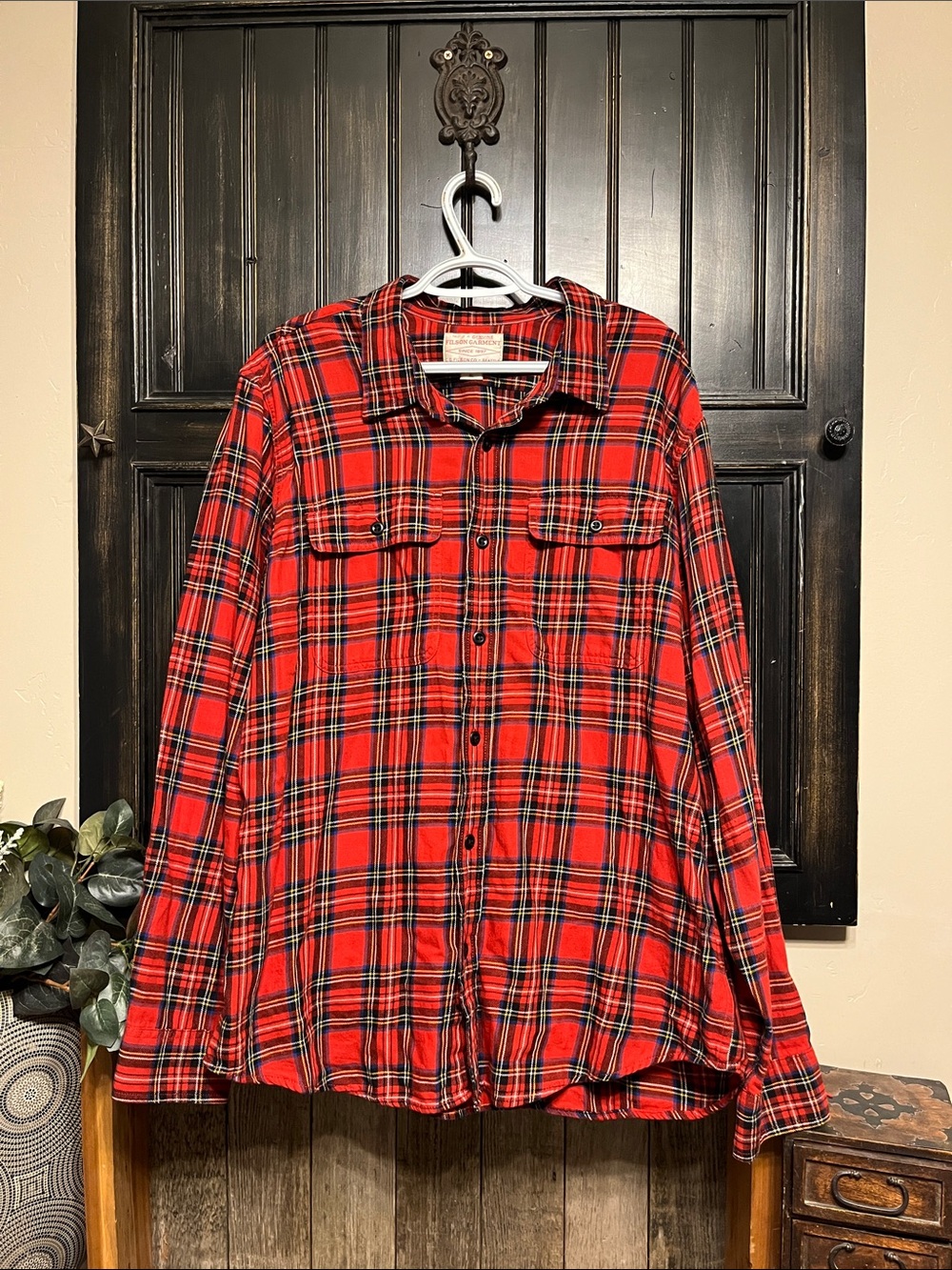 Filson Vintage Red Plaid Flannel XL